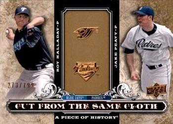 2008 Upper Deck A Piece of History - Cut From the Same Cloth #CSC-PH Roy Halladay / Jake Peavy Front