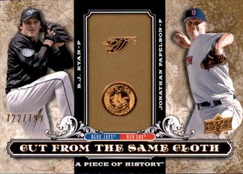 2008 Upper Deck A Piece of History - Cut From the Same Cloth #CSC-RP B.J. Ryan / Jonathan Papelbon Front
