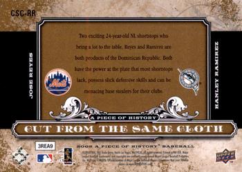 2008 Upper Deck A Piece of History - Cut From the Same Cloth #CSC-RR Jose Reyes / Hanley Ramirez Back