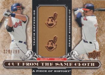 2008 Upper Deck A Piece of History - Cut From the Same Cloth #CSC-SH Travis Hafner / Grady Sizemore Front