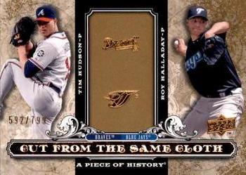 2008 Upper Deck A Piece of History - Cut From the Same Cloth #CSC-TR Roy Halladay / Tim Hudson Front