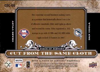 2008 Upper Deck A Piece of History - Cut From the Same Cloth #CSC-UU Chase Utley / Dan Uggla Back