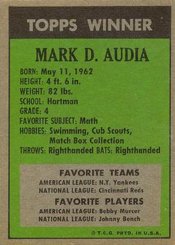 1972 Topps Winners #NNO Mark D. Audia Back