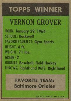 1972 Topps Winners #NNO Vernon Grover Back