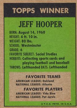 1972 Topps Winners #NNO Jeff Hooper Back