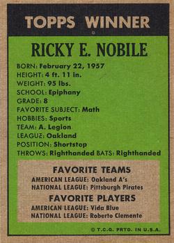 1972 Topps Winners #NNO Ricky E. Nobile Back