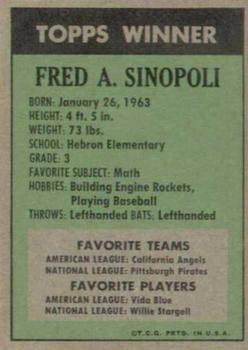 1972 Topps Winners #NNO Fred A. Sinopoli Back