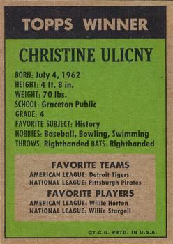 1972 Topps Winners #NNO Christine Ulicny Back