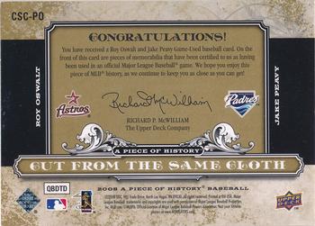 2008 Upper Deck A Piece of History - Cut From the Same Cloth Dual Jersey #CSC-PO Roy Oswalt / Jake Peavy Back