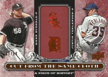 2008 Upper Deck A Piece of History - Cut From the Same Cloth Red #CSC-BV Mark Buehrle / Justin Verlander Front
