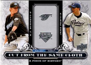 2008 Upper Deck A Piece of History - Cut From the Same Cloth Silver #CSC-BP A.J. Burnett / Jake Peavy Front