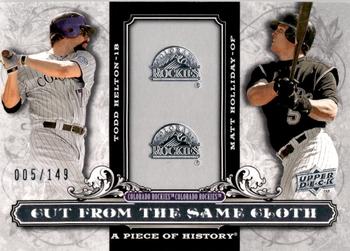 2008 Upper Deck A Piece of History - Cut From the Same Cloth Silver #CSC-HH Todd Helton / Matt Holliday Front