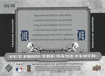 2008 Upper Deck A Piece of History - Cut From the Same Cloth Silver #CSC-OG Carlos Guillen / Magglio Ordonez Back