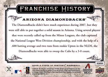 2008 Upper Deck A Piece of History - Franchise History #FH-1 Justin Upton Back