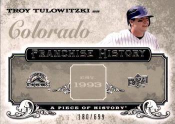 2008 Upper Deck A Piece of History - Franchise History #FH-19 Troy Tulowitzki Front
