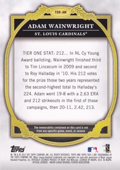 2013 Topps Tier One - Relics #TOR-AW Adam Wainwright Back