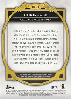 2013 Topps Tier One - Relics #TOR-CS Chris Sale Back