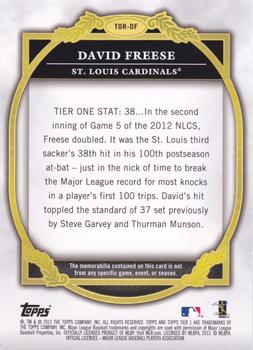 2013 Topps Tier One - Relics #TOR-DF David Freese Back
