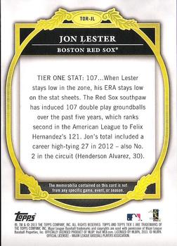 2013 Topps Tier One - Relics #TOR-JL Jon Lester Back