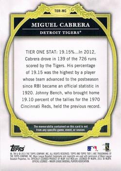 2013 Topps Tier One - Relics #TOR-MC Miguel Cabrera Back