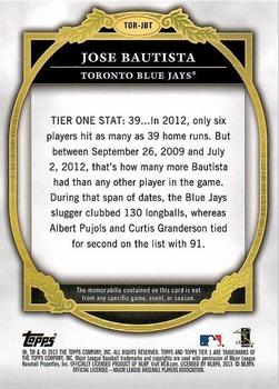 2013 Topps Tier One - Relics #TOR-JBT Jose Bautista Back