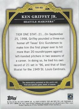 2013 Topps Tier One - Relics #TOR-KGJ Ken Griffey Jr. Back