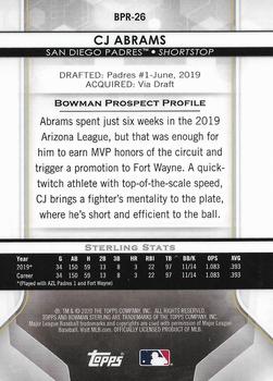 2020 Bowman Sterling - Gold #BPR-26 CJ Abrams Back