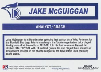 2019 Grandstand Dunedin Blue Jays #NNO Jake McGuiggan Back