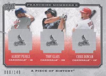 2008 Upper Deck A Piece of History - Franchise Members Triple Silver #FM3-19 Albert Pujols / Troy Glaus / Chris Duncan Front