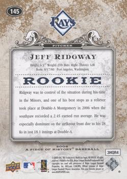 2008 Upper Deck A Piece of History - Gold #145 Jeff Ridgway Back