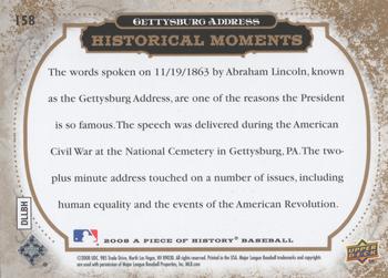 2008 Upper Deck A Piece of History - Gold #158 Gettysburg Address Back