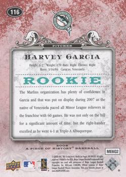 2008 Upper Deck A Piece of History - Red #116 Harvey Garcia Back