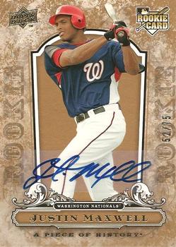 2008 Upper Deck A Piece of History - Rookie Autographs Gold #150 Justin Maxwell Front