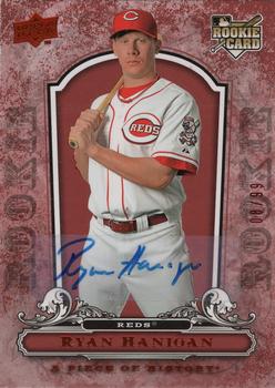 2008 Upper Deck A Piece of History - Rookie Autographs Red #111 Ryan Hanigan Front