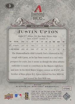 2008 Upper Deck A Piece of History - Silver #3 Justin Upton Back