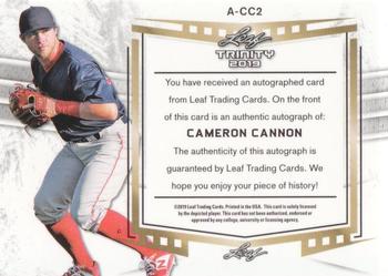 2019 Leaf Trinity - Signature #A-CC2 Cameron Cannon Back