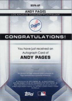 2020 Bowman Sterling - Prospect Autographs #BSPA-AP Andy Pages Back