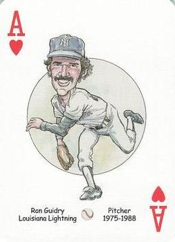 2005 Hero Decks New York Yankees Baseball Heroes Playing Cards (1st Edition) #A♥ Ron Guidry Front