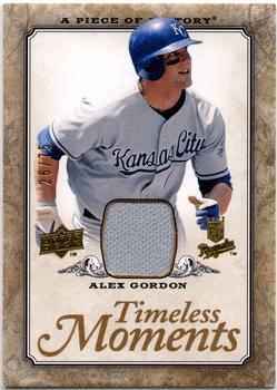 2008 Upper Deck A Piece of History - Timeless Moments Jersey Gold #TM-23 Alex Gordon Front