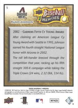 2008 Upper Deck Baseball Heroes - Beige #5 Randy Johnson Back