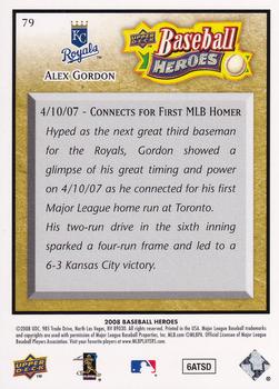 2008 Upper Deck Baseball Heroes - Beige #79 Alex Gordon Back