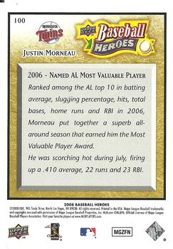 2008 Upper Deck Baseball Heroes - Beige #100 Justin Morneau Back