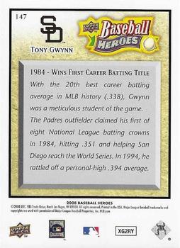 2008 Upper Deck Baseball Heroes - Beige #147 Tony Gwynn Back