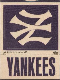 1970 Fleer Official Major League Patches #NNO New York Yankees Monogram Front