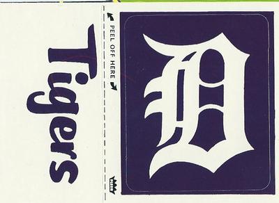 1972 Fleer Official Major League Patches #NNO Detroit Tigers Monogram Front