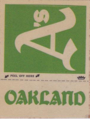 1976 Fleer Official Major League Patches #NNO Oakland A's Monogram Front