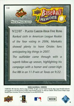 2008 Upper Deck Baseball Heroes - Black #14 Nick Markakis Back