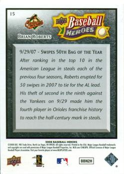 2008 Upper Deck Baseball Heroes - Black #15 Brian Roberts Back