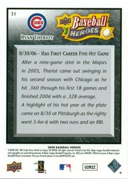 2008 Upper Deck Baseball Heroes - Black #31 Ryan Theriot Back