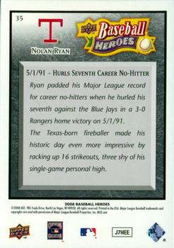 2008 Upper Deck Baseball Heroes - Black #35 Nolan Ryan Back